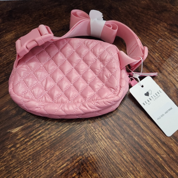 Heart Love By Charo Quilted Puffy Pink Adjustable Straps Zip Up Belt Bag. - Picture 4 of 8